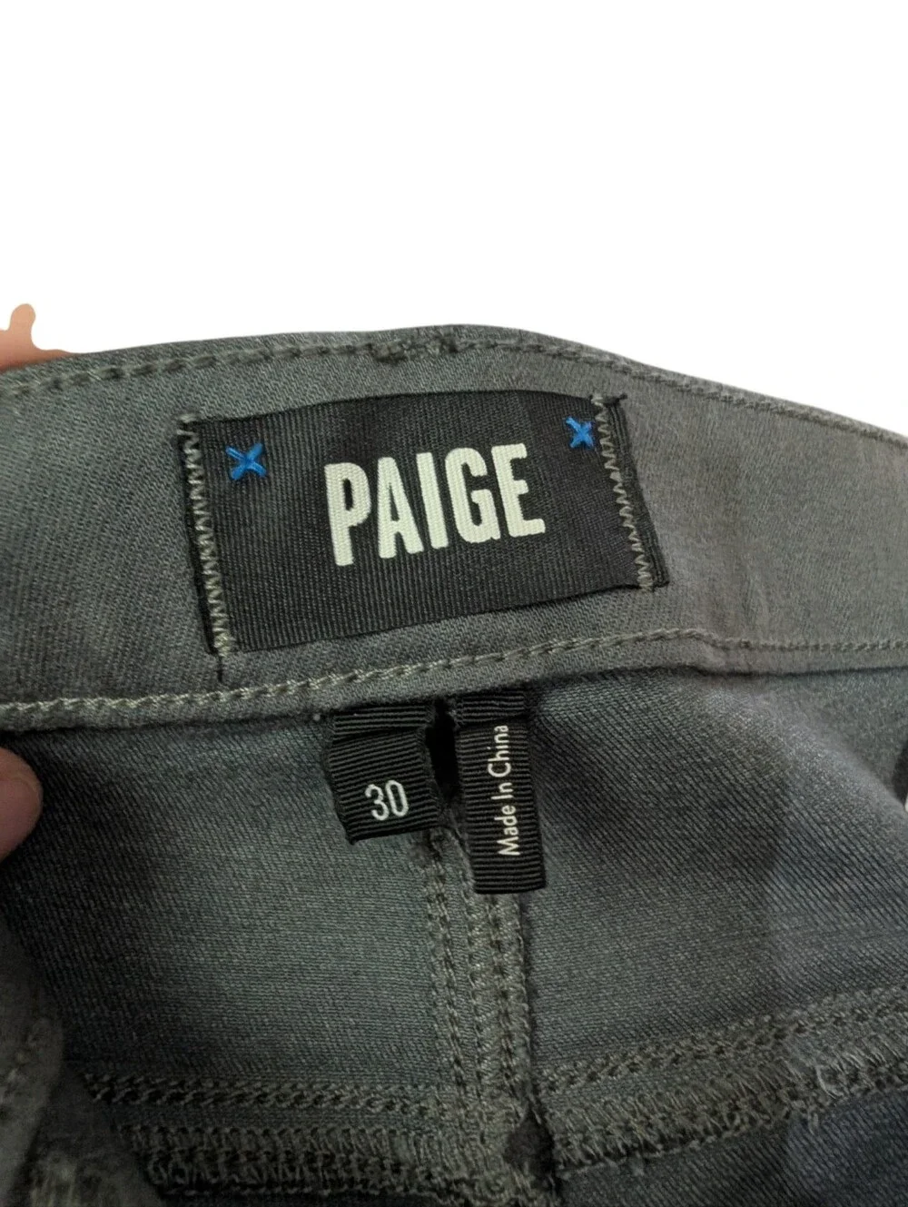 PAIGE Gemma Grey Pearl Luxe Coated Jeans NWT Size 30 Metallic Straight Leg